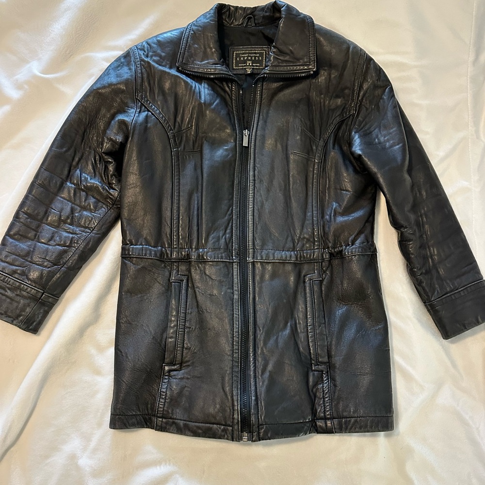 Vintage Express Black Leather Jacket M
